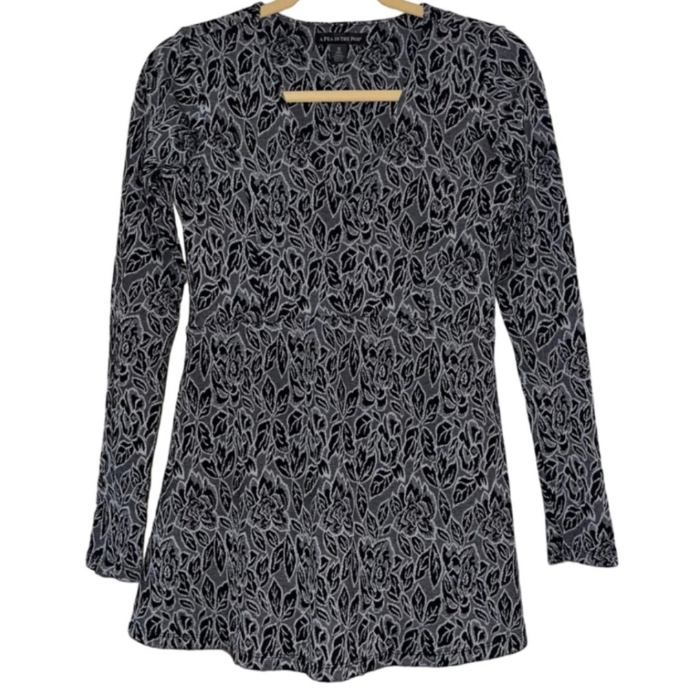 Host Pick A Pea In The Pod Black White Floral Long Sleeve Maternity Shirt XS